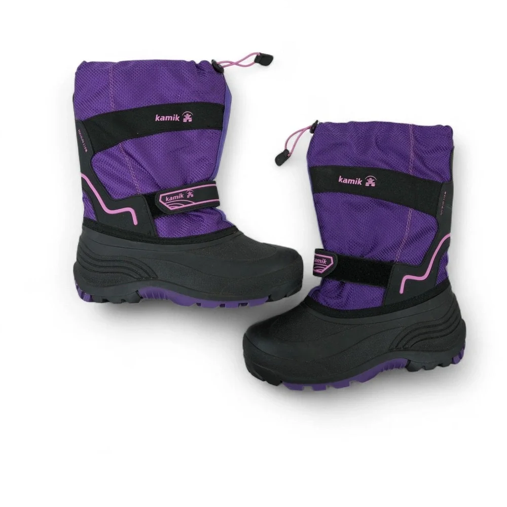 Kamik Waterbug 5 Boots Girls 6 Purple Black Waterproof‎ Winter Insulated Snow